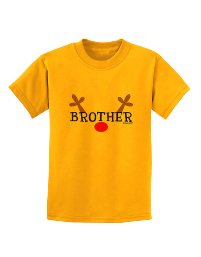 Matching Family Christmas Design - Reindeer - Brother Childrens T-Shirt by TooLoud-Childrens T-Shirt-TooLoud-Gold-X-Small-Davson Sales