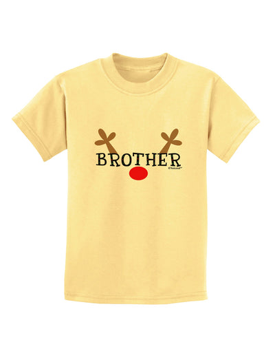 Matching Family Christmas Design - Reindeer - Brother Childrens T-Shirt by TooLoud-Childrens T-Shirt-TooLoud-Daffodil-Yellow-X-Small-Davson Sales