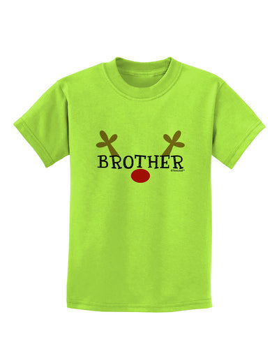 Matching Family Christmas Design - Reindeer - Brother Childrens T-Shirt by TooLoud-Childrens T-Shirt-TooLoud-Lime-Green-X-Small-Davson Sales