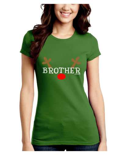 Matching Family Christmas Design - Reindeer - Brother Juniors Crew Dark T-Shirt by TooLoud-T-Shirts Juniors Tops-TooLoud-Kiwi-Green-Juniors Fitted X-Small-Davson Sales