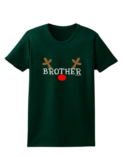 Matching Family Christmas Design - Reindeer - Brother Womens Dark T-Shirt by TooLoud-Womens T-Shirt-TooLoud-Forest-Green-Small-Davson Sales