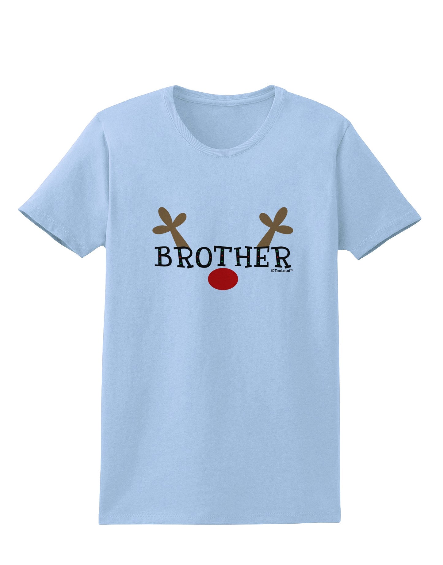 Matching Family Christmas Design - Reindeer - Brother Womens T-Shirt by TooLoud-Womens T-Shirt-TooLoud-Light-Blue-X-Small-Davson Sales