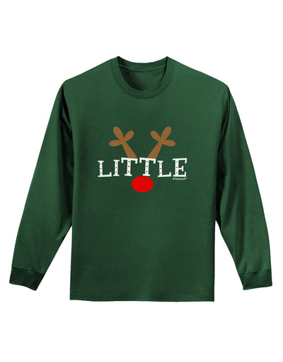 Matching Family Christmas Design - Reindeer - Little Adult Long Sleeve Dark T-Shirt by TooLoud-TooLoud-Dark-Green-Small-Davson Sales