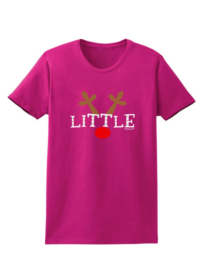 Matching Family Christmas Design - Reindeer - Little Womens Dark T-Shirt by TooLoud-Womens T-Shirt-TooLoud-Hot-Pink-Small-Davson Sales