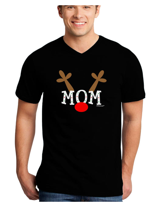 Matching Family Christmas Design - Reindeer - Mom Adult Dark V-Neck T-Shirt by TooLoud-Mens V-Neck T-Shirt-TooLoud-Black-Small-Davson Sales