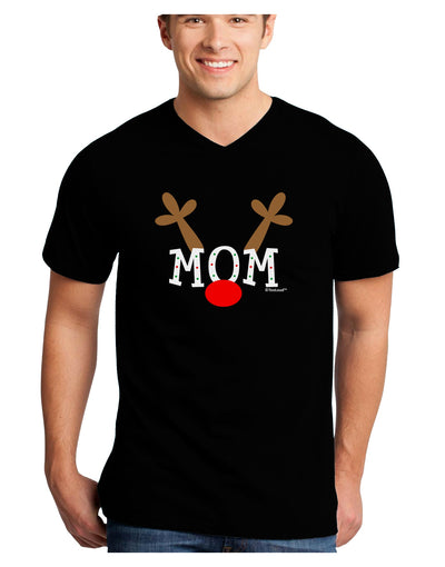 Matching Family Christmas Design - Reindeer - Mom Adult Dark V-Neck T-Shirt by TooLoud-Mens V-Neck T-Shirt-TooLoud-Black-Small-Davson Sales