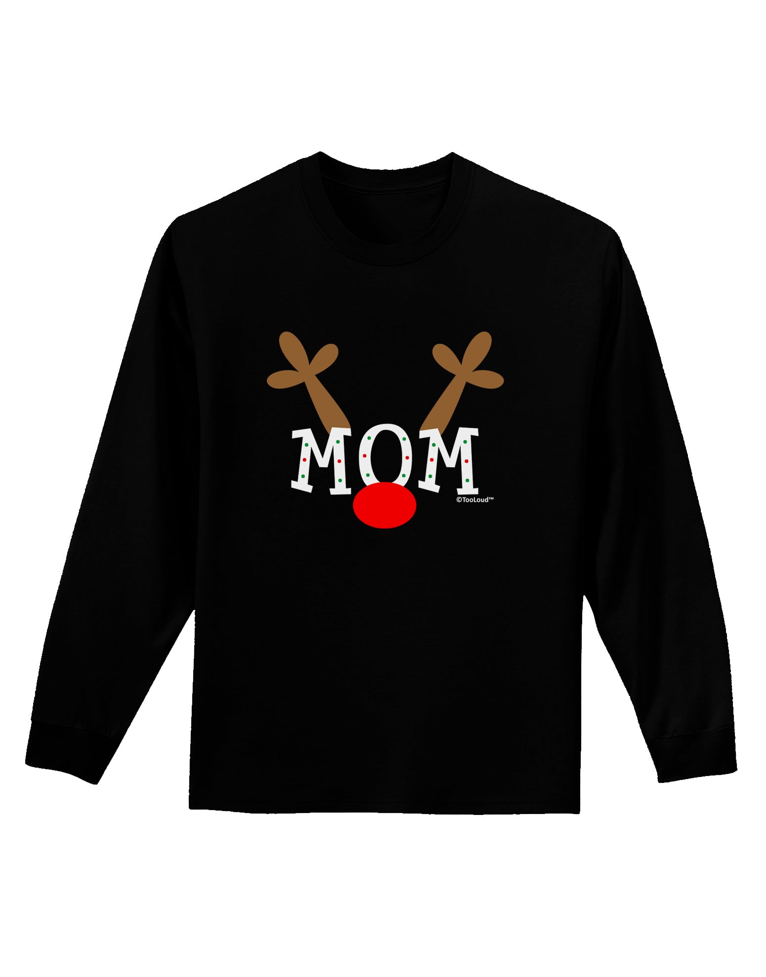 Matching Family Christmas Design - Reindeer - Mom Adult Long Sleeve Dark T-Shirt by TooLoud-TooLoud-Black-Small-Davson Sales