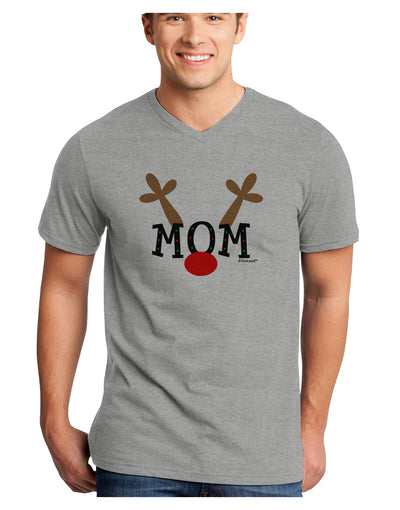 Matching Family Christmas Design - Reindeer - Mom Adult V-Neck T-shirt by TooLoud-Mens V-Neck T-Shirt-TooLoud-HeatherGray-Small-Davson Sales