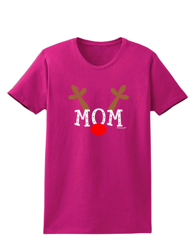 Matching Family Christmas Design - Reindeer - Mom Womens Dark T-Shirt by TooLoud-Womens T-Shirt-TooLoud-Hot-Pink-Small-Davson Sales