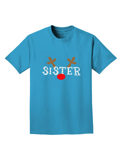 Matching Family Christmas Design - Reindeer - Sister Adult Dark T-Shirt by TooLoud-Mens T-Shirt-TooLoud-Turquoise-Small-Davson Sales