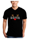 Matching Family Christmas Design - Reindeer - Sister Adult Dark V-Neck T-Shirt by TooLoud-Mens V-Neck T-Shirt-TooLoud-Black-Small-Davson Sales