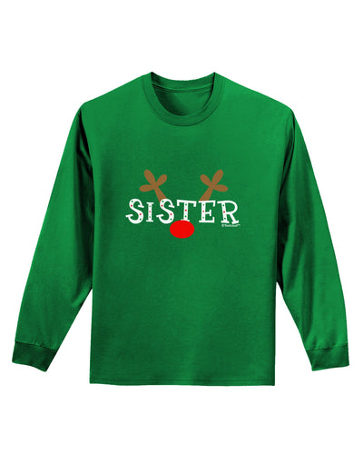 Matching Family Christmas Design - Reindeer - Sister Adult Long Sleeve Dark T-Shirt by TooLoud-TooLoud-Kelly-Green-Small-Davson Sales