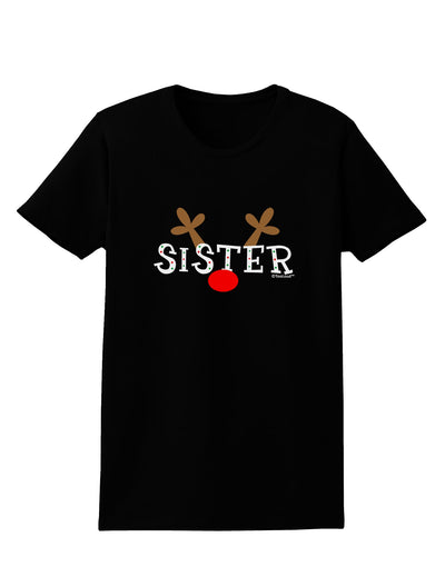 Matching Family Christmas Design - Reindeer - Sister Womens Dark T-Shirt by TooLoud-Womens T-Shirt-TooLoud-Black-X-Small-Davson Sales