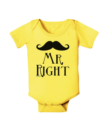 Matching Husband and Wife Designs - Mr Right Baby Romper Bodysuit-Baby Romper-TooLoud-Yellow-06-Months-Davson Sales