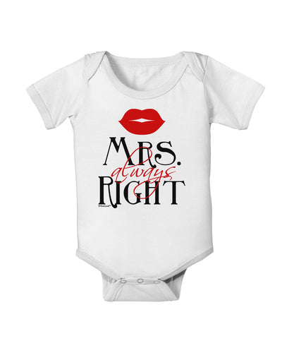 Matching Husband and Wife Designs - Mrs Always Right Baby Romper Bodysuit-Baby Romper-TooLoud-White-06-Months-Davson Sales