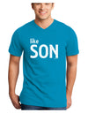 Matching Like Father Like Son Design - Like Son Adult Dark V-Neck T-Shirt by TooLoud-Mens V-Neck T-Shirt-TooLoud-Turquoise-Small-Davson Sales