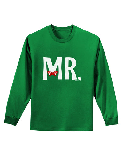 Matching Mr and Mrs Design - Mr Bow Tie Adult Long Sleeve Dark T-Shirt by TooLoud-TooLoud-Kelly-Green-Small-Davson Sales