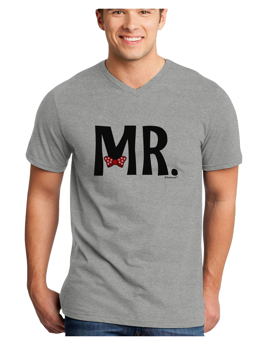 Matching Mr and Mrs Design - Mr Bow Tie Adult V-Neck T-shirt by TooLoud-Mens V-Neck T-Shirt-TooLoud-White-Small-Davson Sales