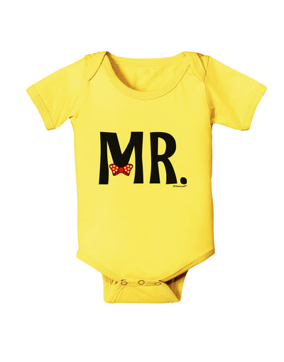 Matching Mr and Mrs Design - Mr Bow Tie Baby Romper Bodysuit by TooLoud-Baby Romper-TooLoud-Yellow-06-Months-Davson Sales