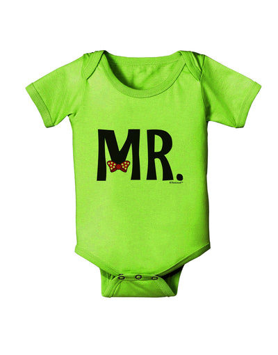 Matching Mr and Mrs Design - Mr Bow Tie Baby Romper Bodysuit by TooLoud-Baby Romper-TooLoud-Lime-Green-06-Months-Davson Sales