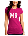 Matching Mr and Mrs Design - Mr Bow Tie Juniors Crew Dark T-Shirt by TooLoud-T-Shirts Juniors Tops-TooLoud-Hot-Pink-Juniors Fitted Small-Davson Sales