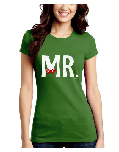 Matching Mr and Mrs Design - Mr Bow Tie Juniors Crew Dark T-Shirt by TooLoud-T-Shirts Juniors Tops-TooLoud-Kiwi-Green-Juniors Fitted X-Small-Davson Sales