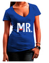 Matching Mr and Mrs Design - Mr Bow Tie Juniors V-Neck Dark T-Shirt by TooLoud-Womens V-Neck T-Shirts-TooLoud-Royal-Blue-Juniors Fitted Small-Davson Sales