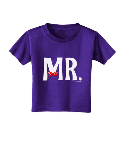 Matching Mr and Mrs Design - Mr Bow Tie Toddler T-Shirt Dark by TooLoud-Toddler T-Shirt-TooLoud-Purple-2T-Davson Sales