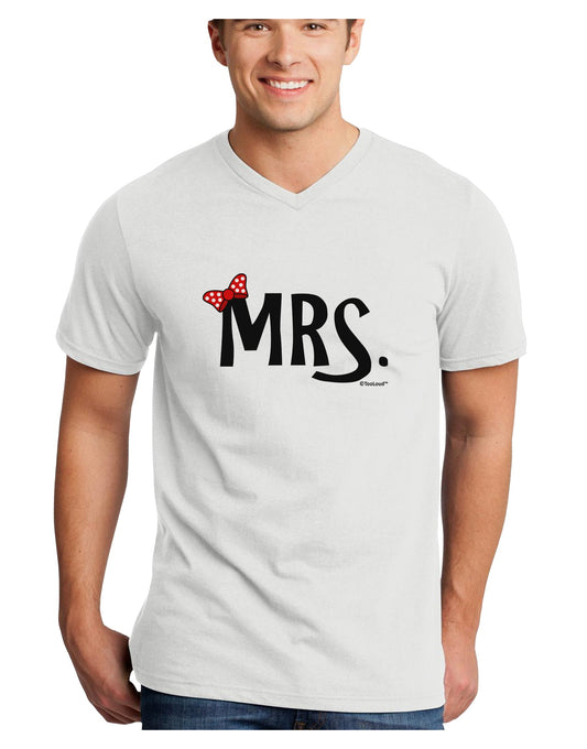 Matching Mr and Mrs Design - Mrs Bow Adult V-Neck T-shirt by TooLoud-Mens V-Neck T-Shirt-TooLoud-White-Small-Davson Sales