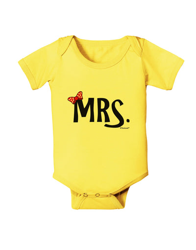 Matching Mr and Mrs Design - Mrs Bow Baby Romper Bodysuit by TooLoud-Baby Romper-TooLoud-Yellow-06-Months-Davson Sales