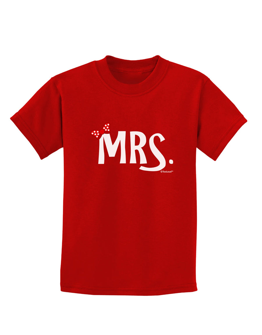 Matching Mr and Mrs Design - Mrs Bow Childrens Dark T-Shirt by TooLoud-Childrens T-Shirt-TooLoud-Black-X-Small-Davson Sales