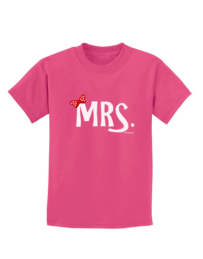 Matching Mr and Mrs Design - Mrs Bow Childrens Dark T-Shirt by TooLoud-Childrens T-Shirt-TooLoud-Sangria-X-Small-Davson Sales