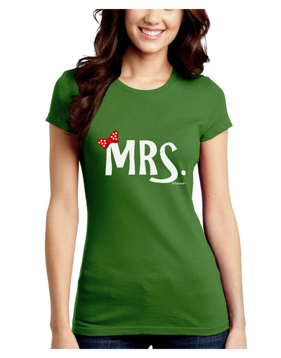 Matching Mr and Mrs Design - Mrs Bow Juniors Crew Dark T-Shirt by TooLoud-T-Shirts Juniors Tops-TooLoud-Kiwi-Green-Juniors Fitted X-Small-Davson Sales