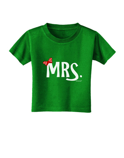 Matching Mr and Mrs Design - Mrs Bow Toddler T-Shirt Dark by TooLoud-Toddler T-Shirt-TooLoud-Clover-Green-2T-Davson Sales