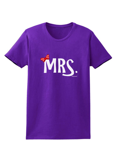 Matching Mr and Mrs Design - Mrs Bow Womens Dark T-Shirt by TooLoud-Womens T-Shirt-TooLoud-Purple-X-Small-Davson Sales