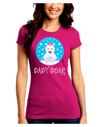 Matching Polar Bear Family - Baby Bear Juniors Crew Dark T-Shirt by TooLoud-T-Shirts Juniors Tops-TooLoud-Hot-Pink-Juniors Fitted Small-Davson Sales