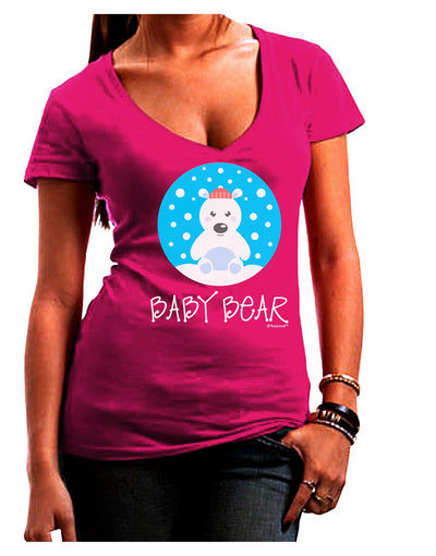 Matching Polar Bear Family - Baby Bear Juniors V-Neck Dark T-Shirt by TooLoud-Womens V-Neck T-Shirts-TooLoud-Hot-Pink-Juniors Fitted Small-Davson Sales