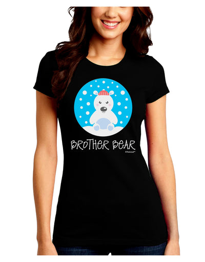 Matching Polar Bear Family - Brother Bear Juniors Crew Dark T-Shirt by TooLoud-T-Shirts Juniors Tops-TooLoud-Black-Juniors Fitted Small-Davson Sales