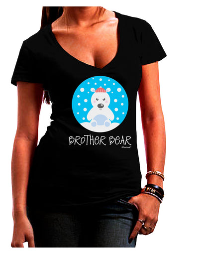 Matching Polar Bear Family - Brother Bear Juniors V-Neck Dark T-Shirt by TooLoud-Womens V-Neck T-Shirts-TooLoud-Black-Juniors Fitted Small-Davson Sales