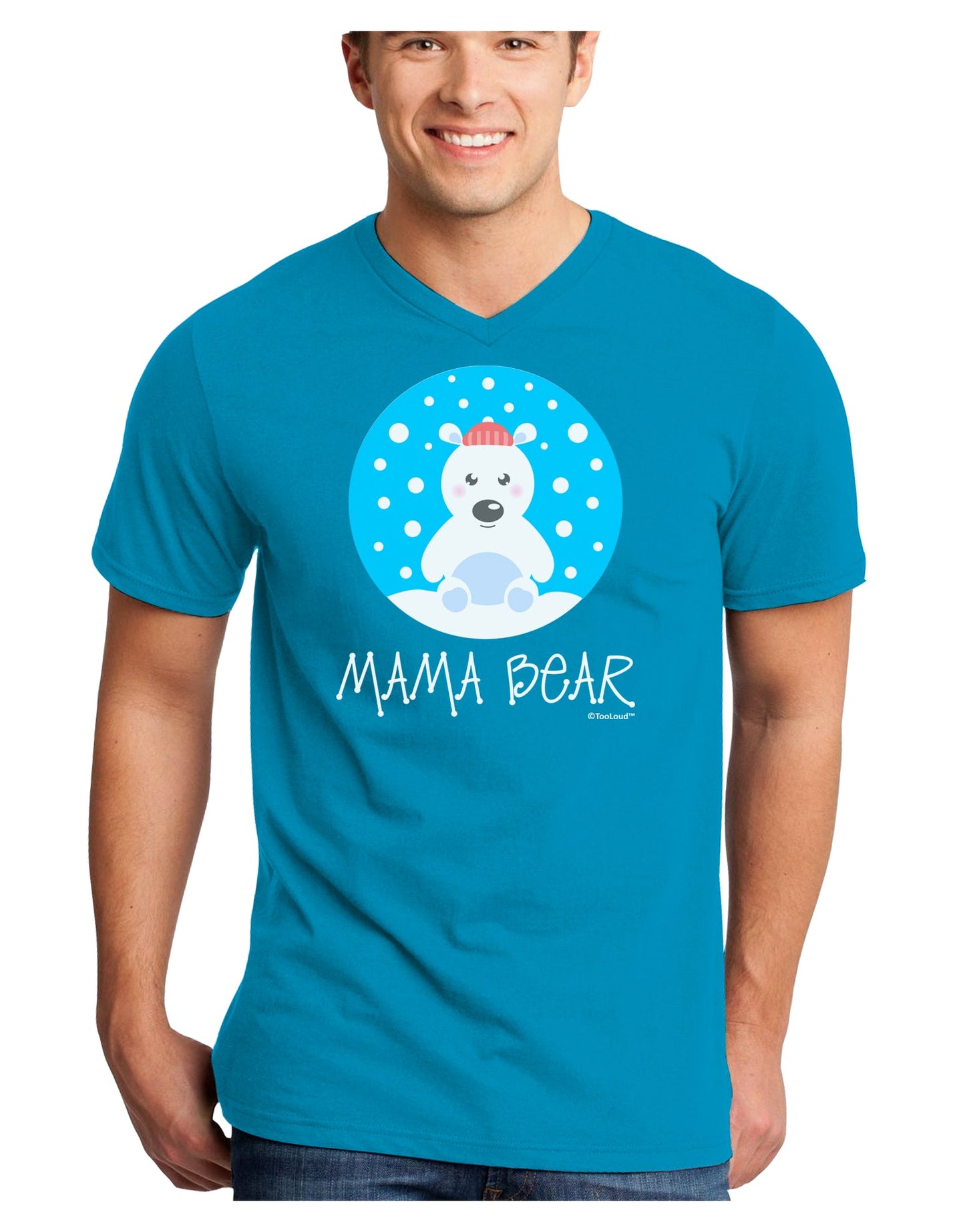 Matching Polar Bear Family - Mama Bear Adult Dark V-Neck T-Shirt by TooLoud-Mens V-Neck T-Shirt-TooLoud-Turquoise-Small-Davson Sales