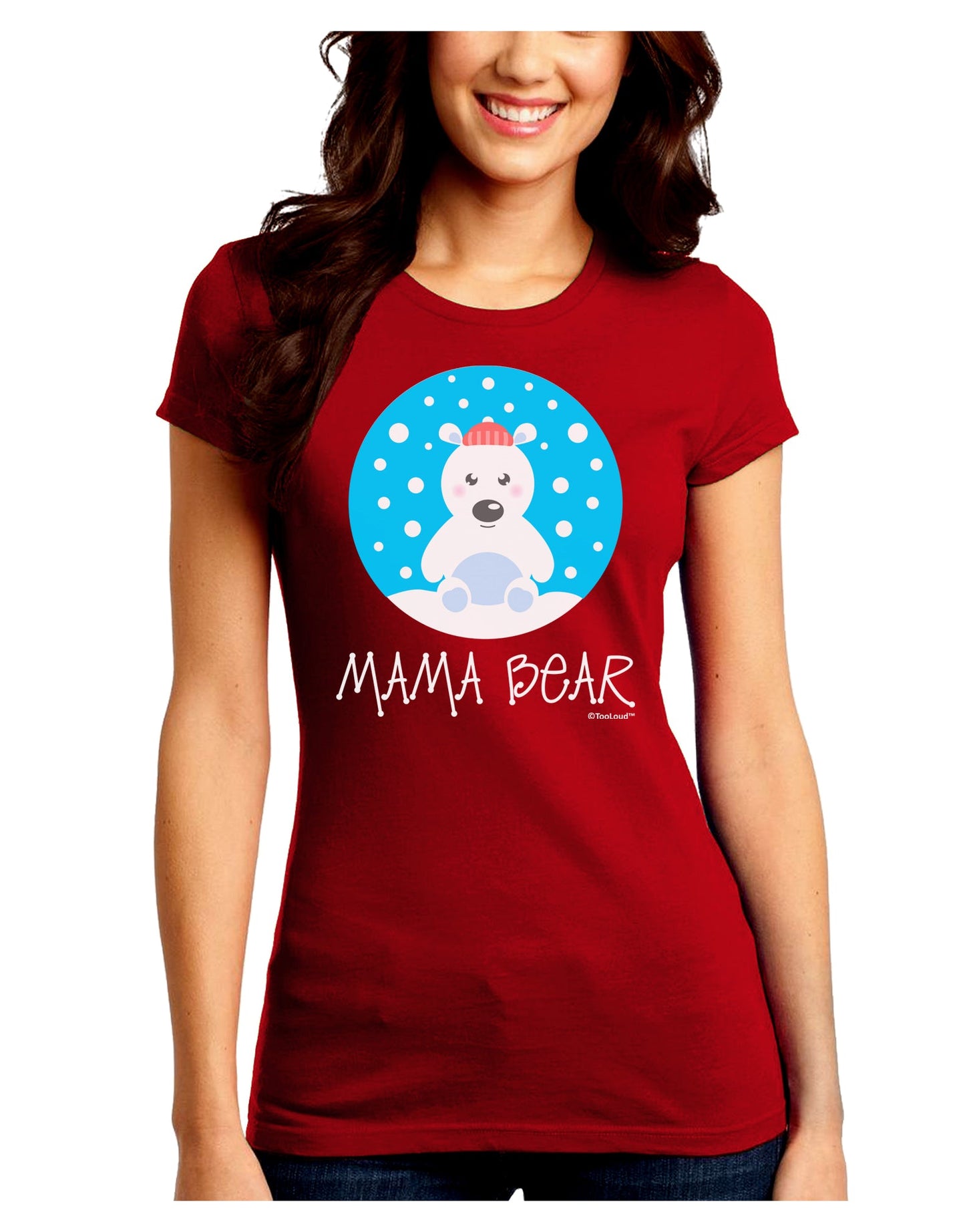 Matching Polar Bear Family - Mama Bear Juniors Crew Dark T-Shirt by TooLoud-T-Shirts Juniors Tops-TooLoud-Red-Juniors Fitted Small-Davson Sales