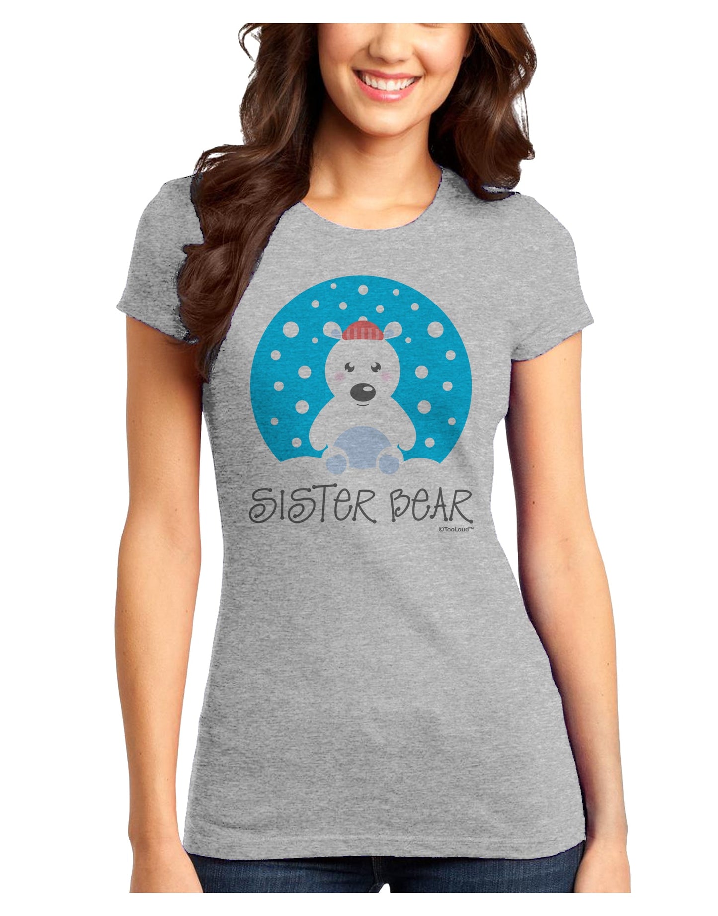 Matching Polar Bear Family - Sister Bear Juniors T-Shirt by TooLoud-Womens Juniors T-Shirt-TooLoud-Ash-Gray-Juniors Fitted X-Small-Davson Sales
