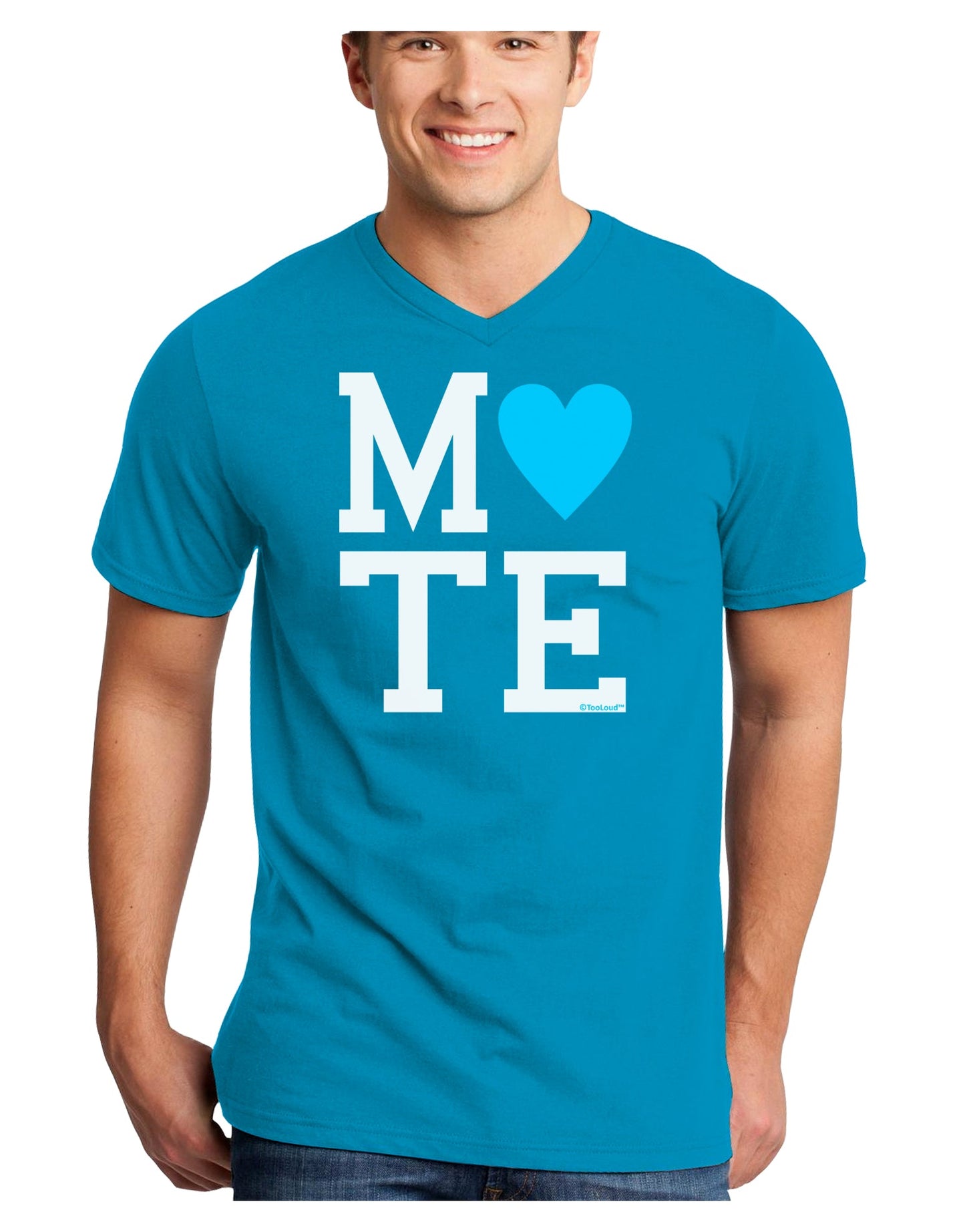 Matching Soulmate Design - Mate - Blue Adult Dark V-Neck T-Shirt by TooLoud-Mens V-Neck T-Shirt-TooLoud-Turquoise-Small-Davson Sales