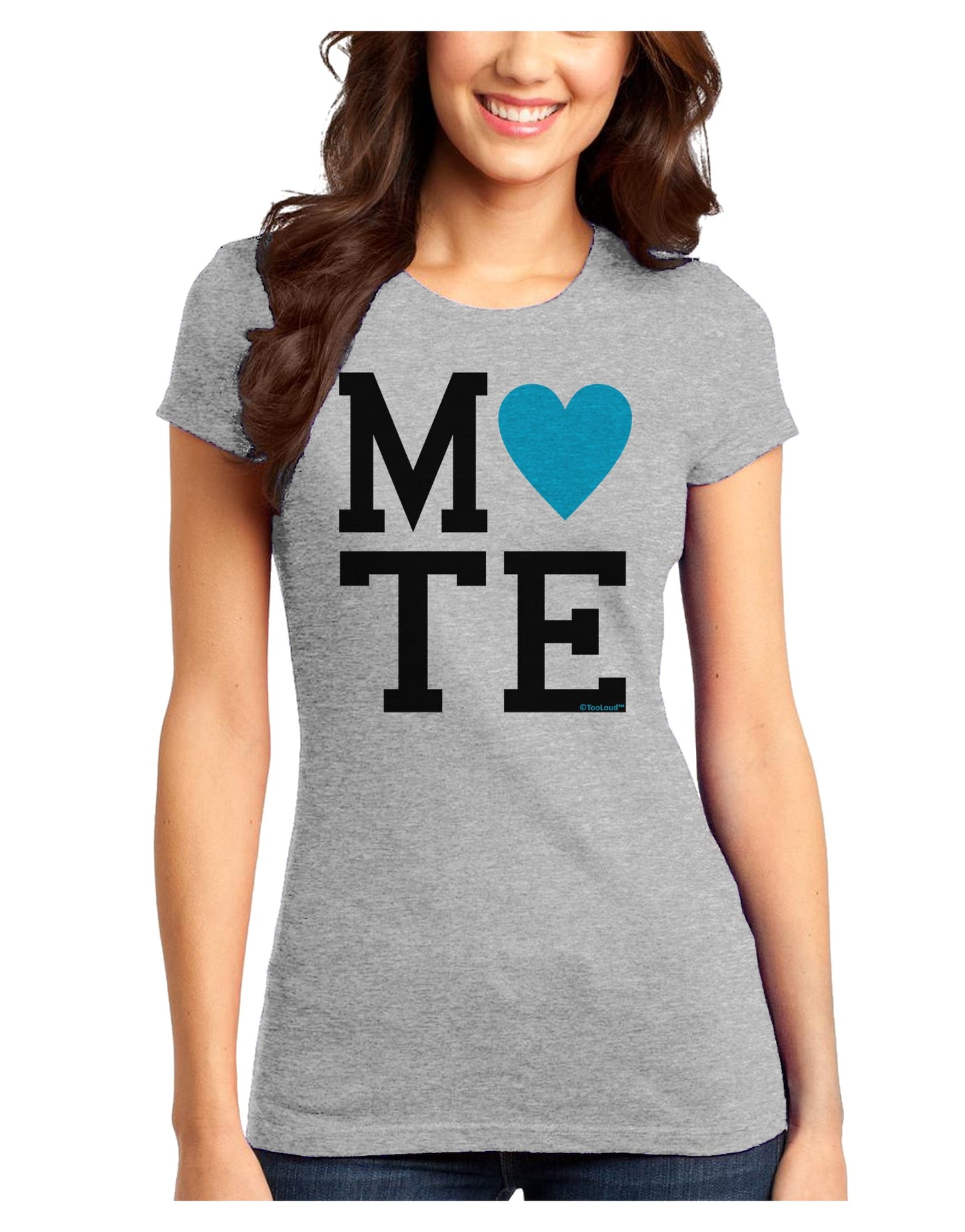 Matching Soulmate Design - Mate - Blue Juniors T-Shirt by TooLoud-Womens Juniors T-Shirt-TooLoud-Ash-Gray-Juniors Fitted X-Small-Davson Sales