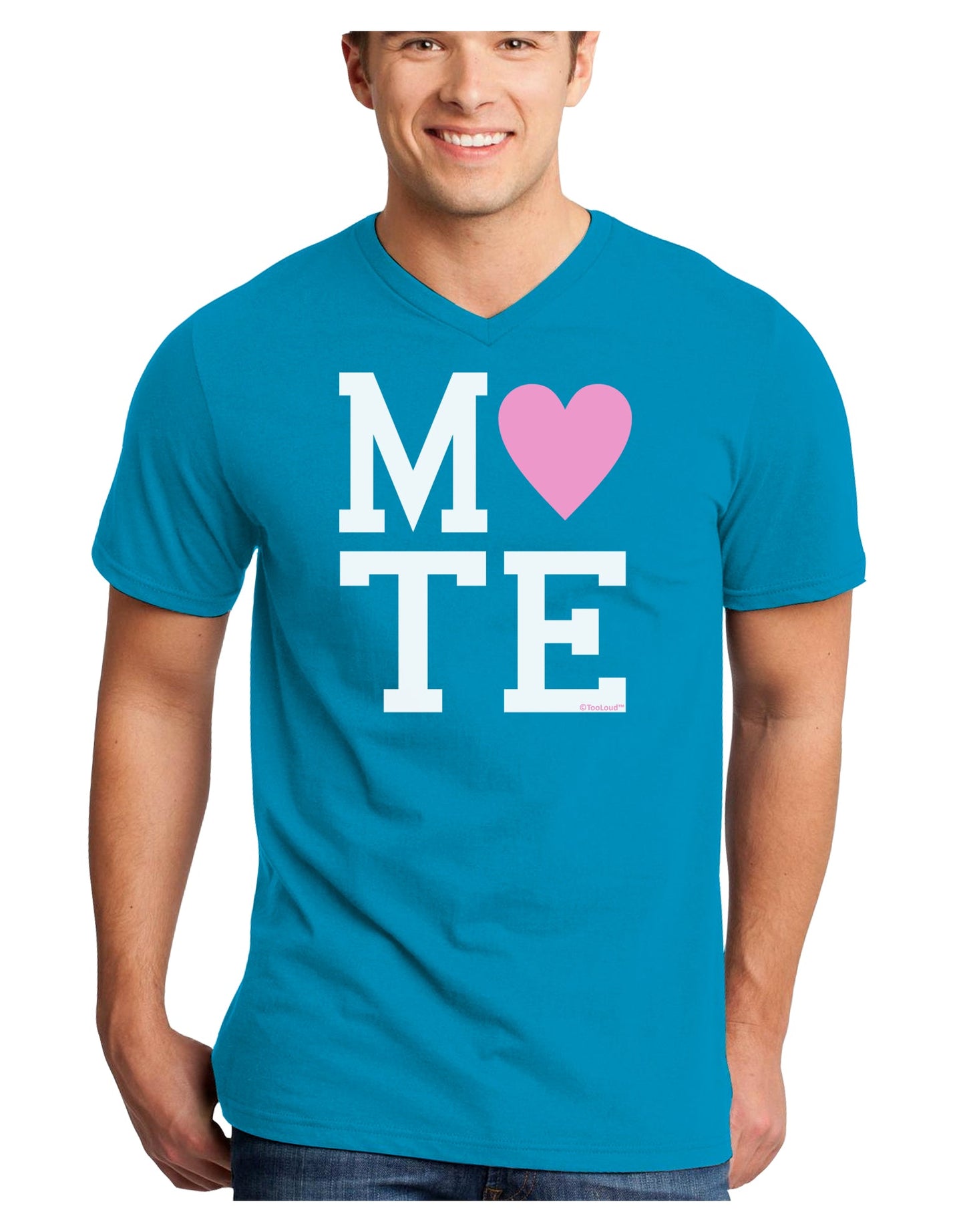 Matching Soulmate Design - Mate - Pink Adult Dark V-Neck T-Shirt by TooLoud-Mens V-Neck T-Shirt-TooLoud-Turquoise-Small-Davson Sales