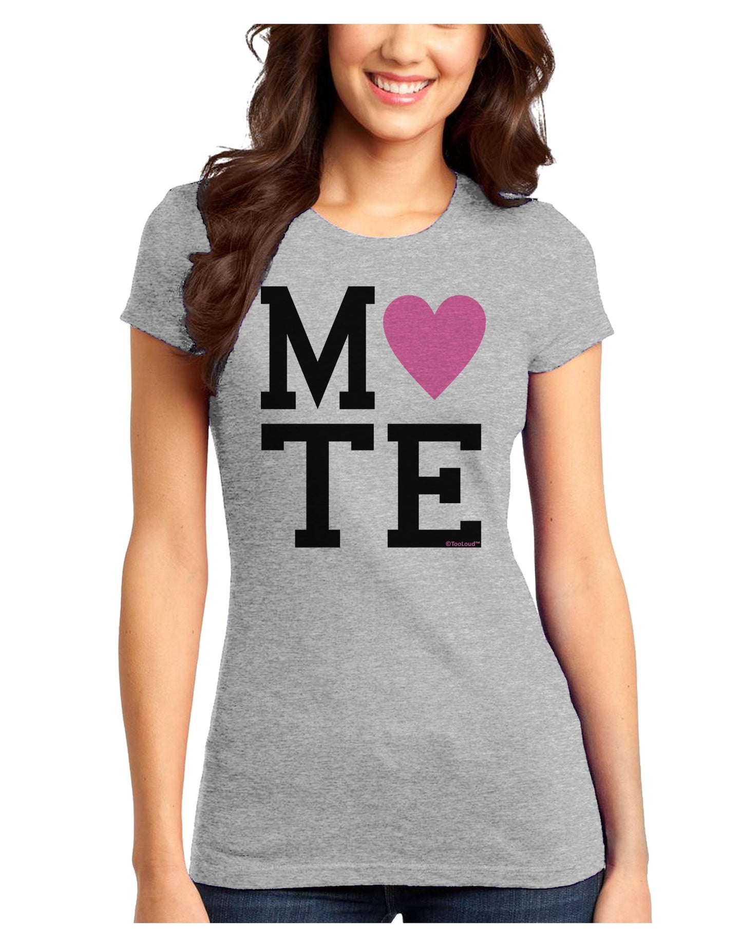 Matching Soulmate Design - Mate - Pink Juniors T-Shirt by TooLoud-Womens Juniors T-Shirt-TooLoud-Ash-Gray-Juniors Fitted X-Small-Davson Sales