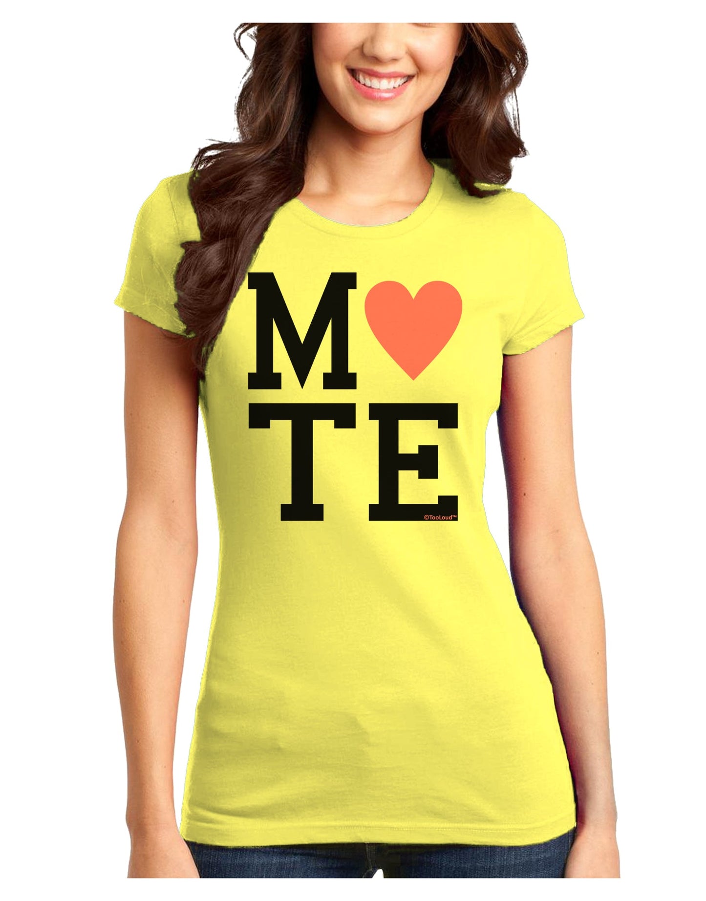 Matching Soulmate Design - Mate - Pink Juniors T-Shirt by TooLoud-Womens Juniors T-Shirt-TooLoud-Yellow-Juniors Fitted X-Small-Davson Sales