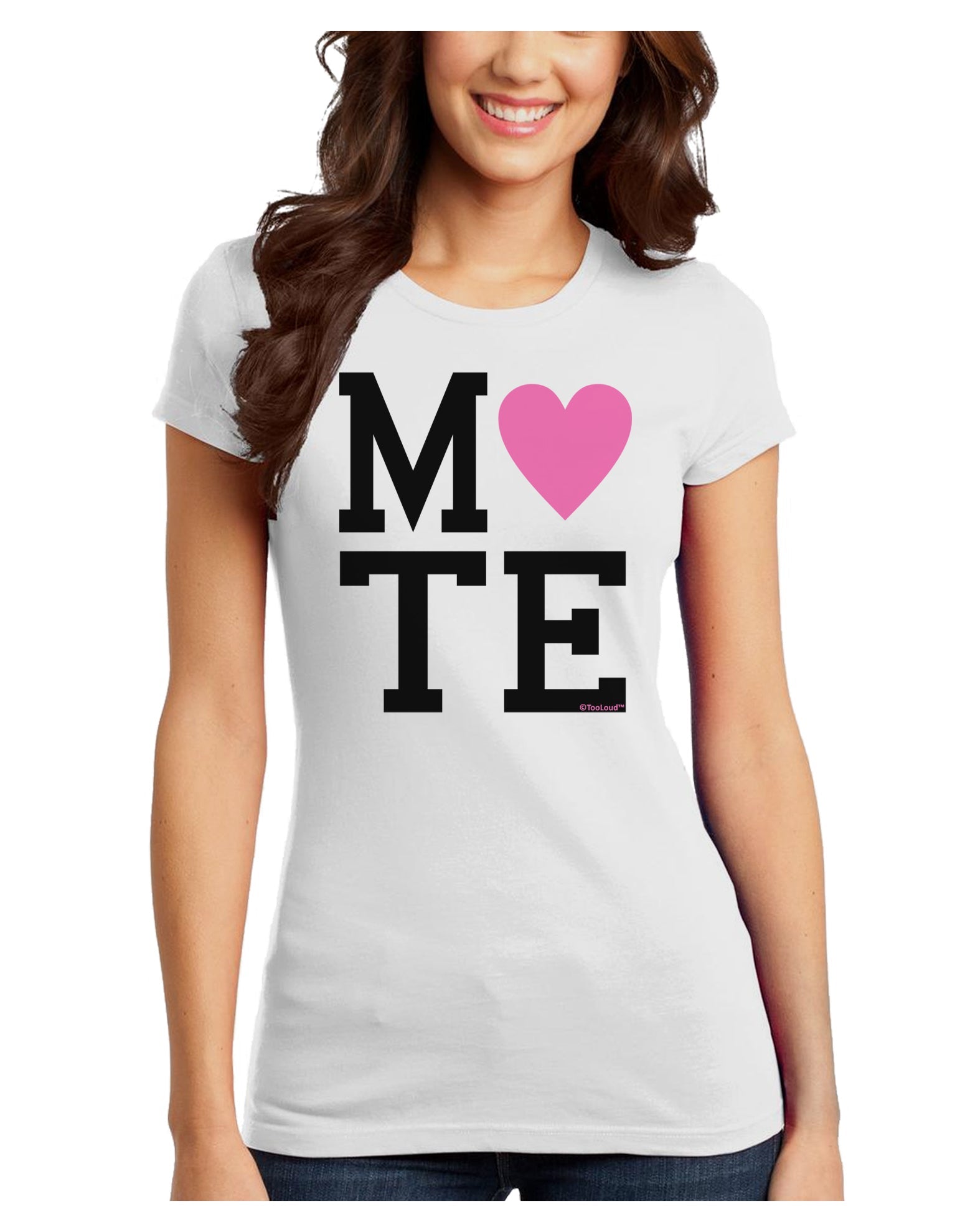 Matching Soulmate Design - Mate - Pink Juniors T-Shirt by TooLoud-Womens Juniors T-Shirt-TooLoud-White-Juniors Fitted X-Small-Davson Sales