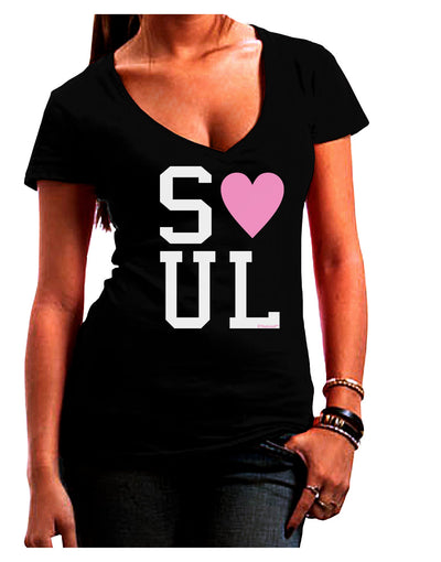 Matching Soulmate Design - Soul - Pink Juniors V-Neck Dark T-Shirt by TooLoud-Womens V-Neck T-Shirts-TooLoud-Black-Juniors Fitted Small-Davson Sales