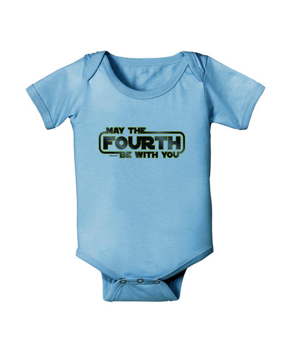 May The Fourth Be With You Baby Romper Bodysuit-Baby Romper-TooLoud-LightBlue-06-Months-Davson Sales